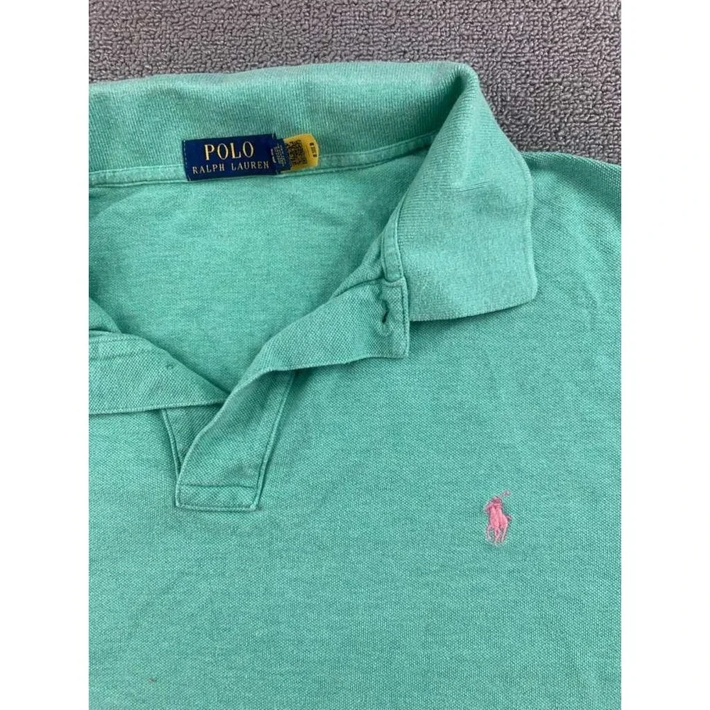 Polo Ralph Lauren Shirt Men 2XLT Polo Mint Green Pink Pony Knit Golf Tennis Prep